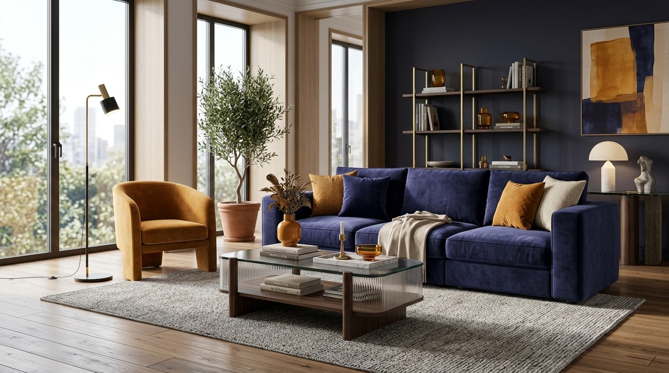 Modern living room with elegant sofa
